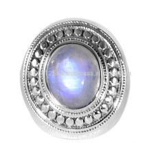 Natural Rainbow Moonstone Gemstone With Sterling Silver Handmade Designed Ring Jewelry